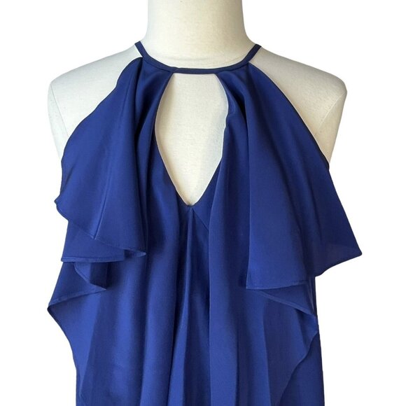 BCBGMaxAzria Silk Cami Sleeveless Blouse Womens XS Blue Summer - Picture 3 of 8